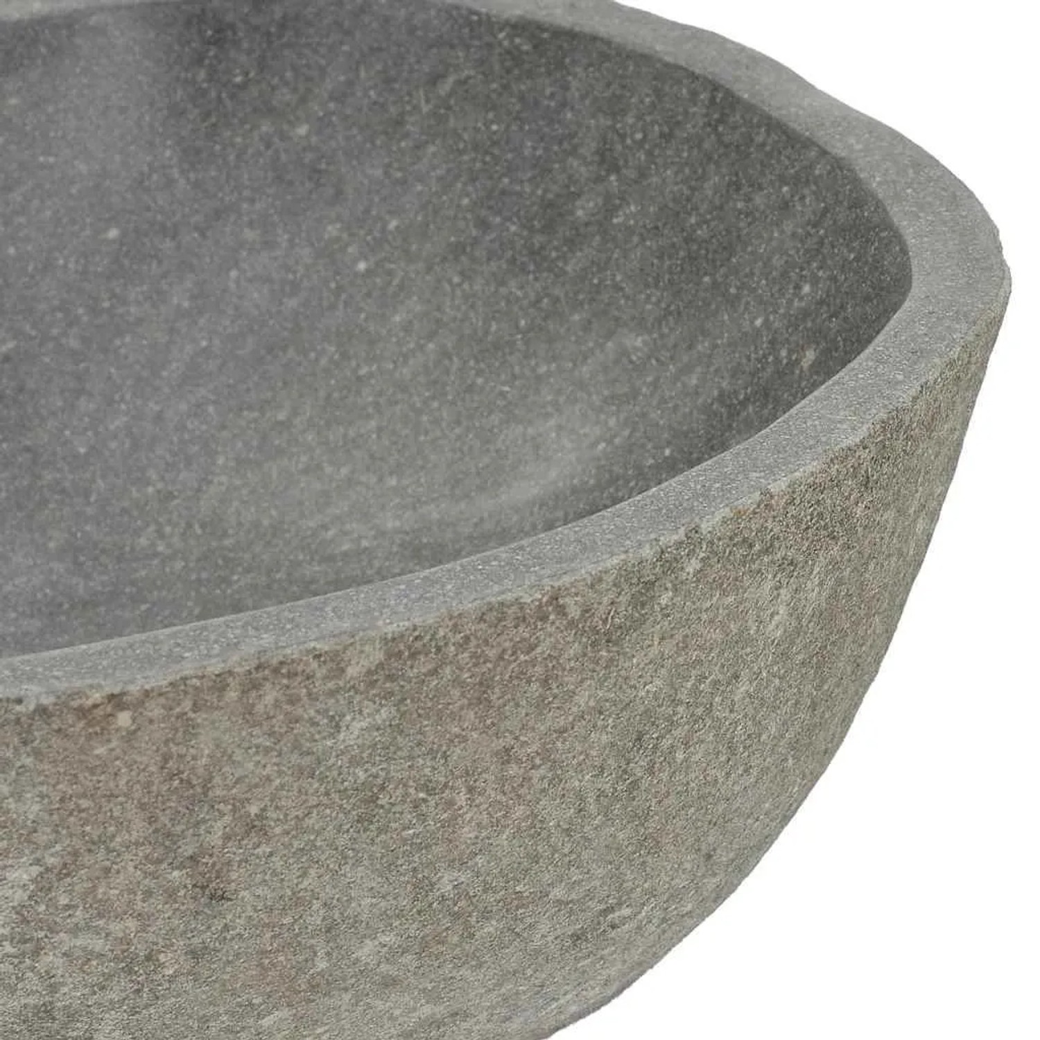 DELUKE Naturstein Waschbecken Oval Flussstein Aufsatzwaschbecken Waschschale Waschtisch Handwaschbecken Oval 37-46cm_6