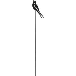Schwarzer Gartenstecker Schwalbe aus Metall, 85cm hoch, zur Dekoration von Gärten und Pflanzbeeten.