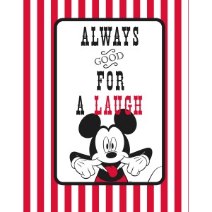 Komar Wandbild: Mickey Mouse Lines, 40x50 cm. Comic-Motiv mit rotem Streifenmuster.