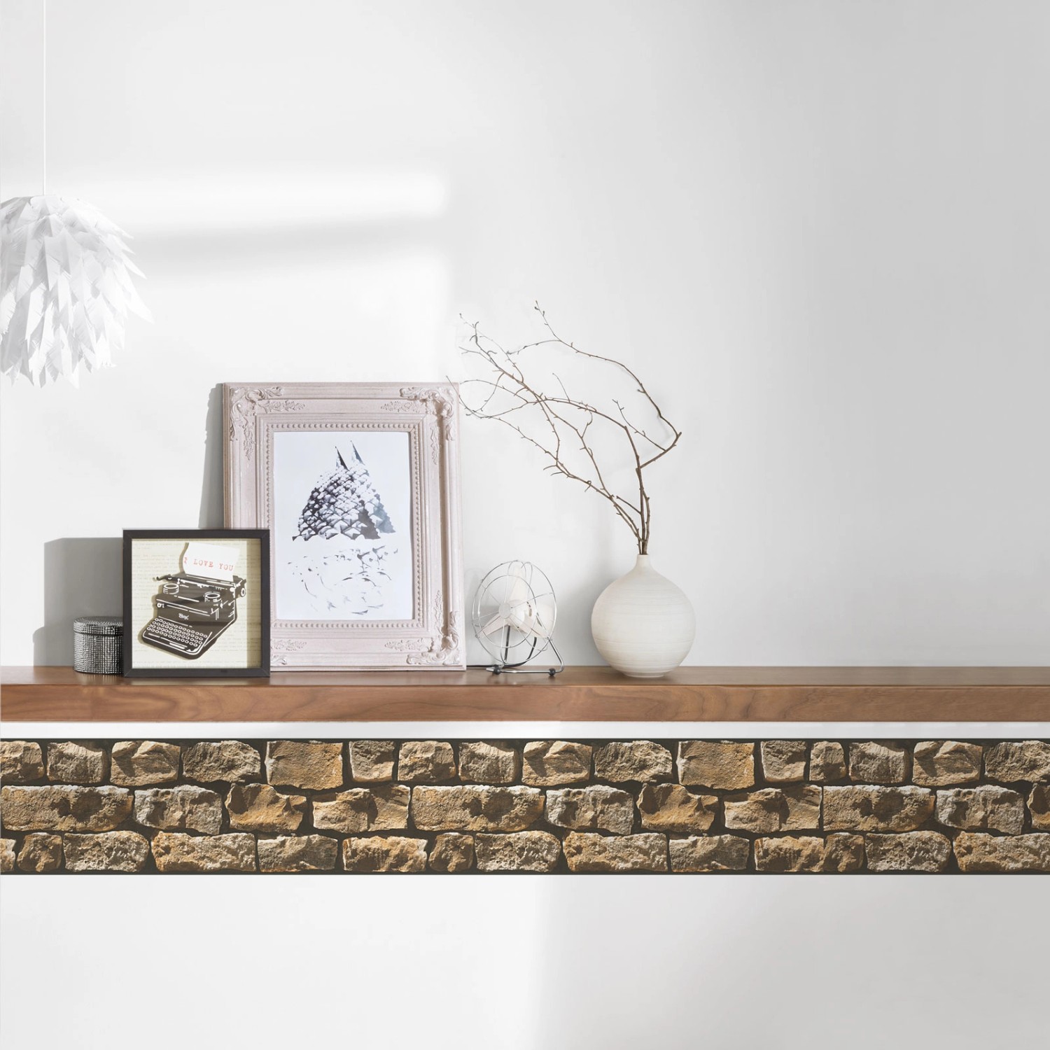 Bricoflor Selbstklebende Steintapete als Bordüre Mauer Tapetenbordüre Ideal  für Flur und Wohnzimmer Naturstein Tapeten Bordüre in Beige und Braun