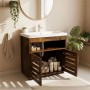 Relaxdays Waschbeckenunterschrank MDF Vintagebraun Lamellentüren Verstellbar mit Magnetverschluss 63 cm x 60 cm x 30 cm 12 kg_3