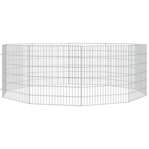 vidaXL Kaninchenkäfig aus verzinktem Eisen, 10 Paneele, Freilaufgehege für Kleintiere.