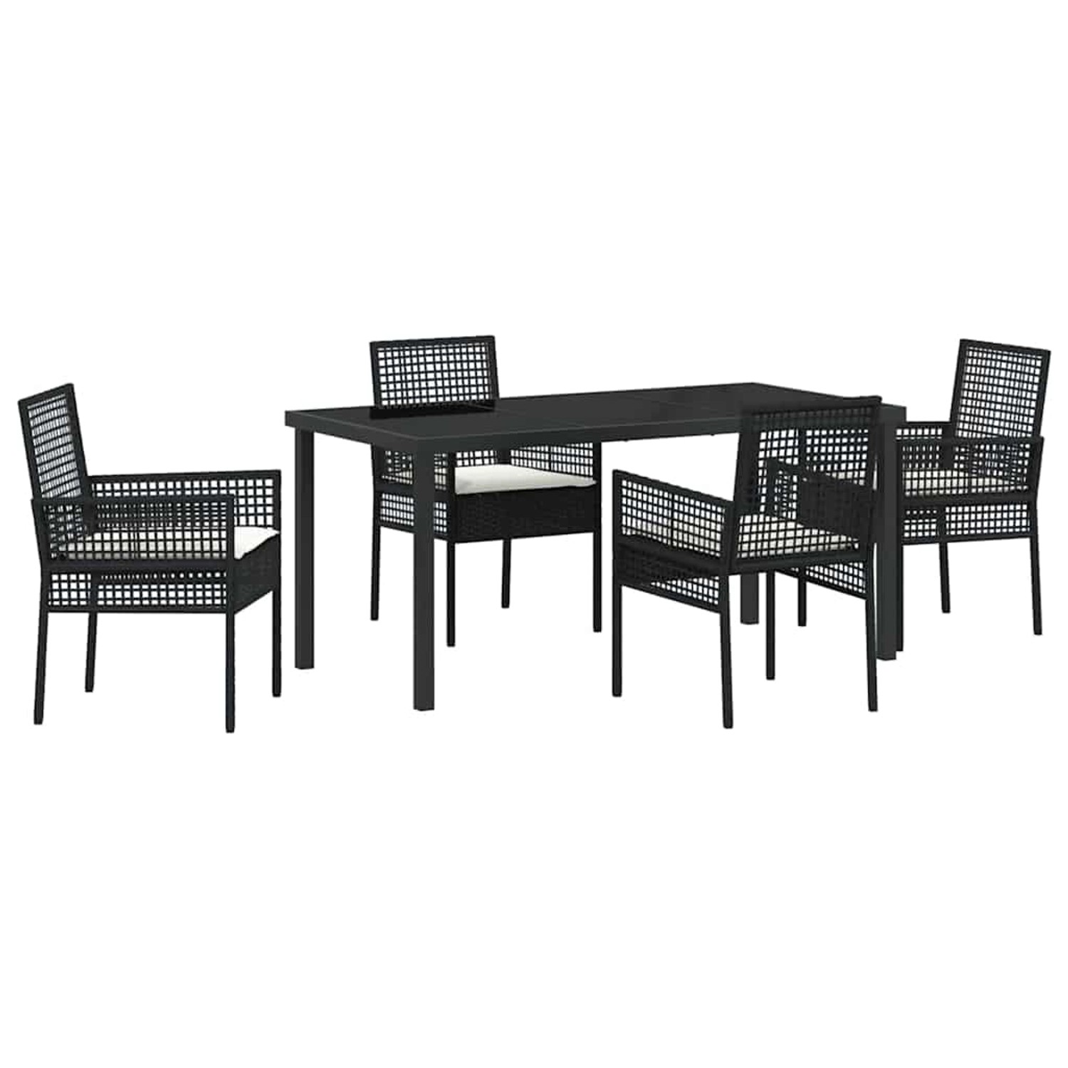 vidaXL 5-teilige Garten Essgruppe mit Kissen Schwarz Poly Rattan 3379866 günstig online kaufen