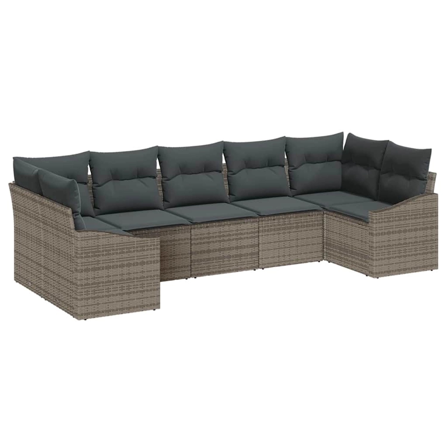 vidaXL Garten-Sofa-Set 7-Tlg Grau Poly Rattan 3346869 günstig online kaufen