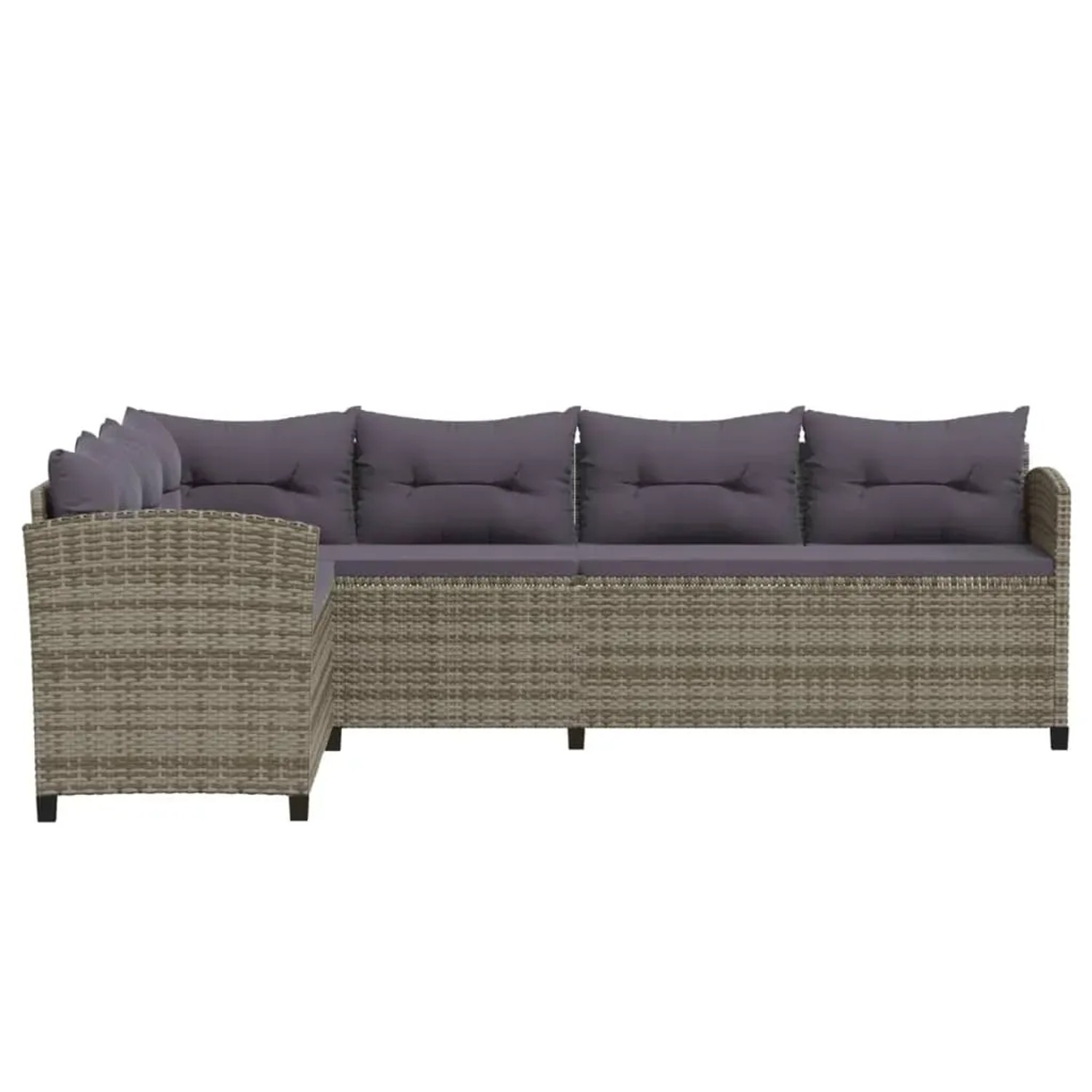 Graues 3-tlg. Garten-Lounge-Set aus Rattan mit Kissen.