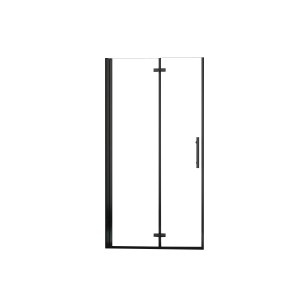 Schwarze AICA Falttür Duschtür aus ESG Glas, 76x195cm, für Walk-In Duschen.