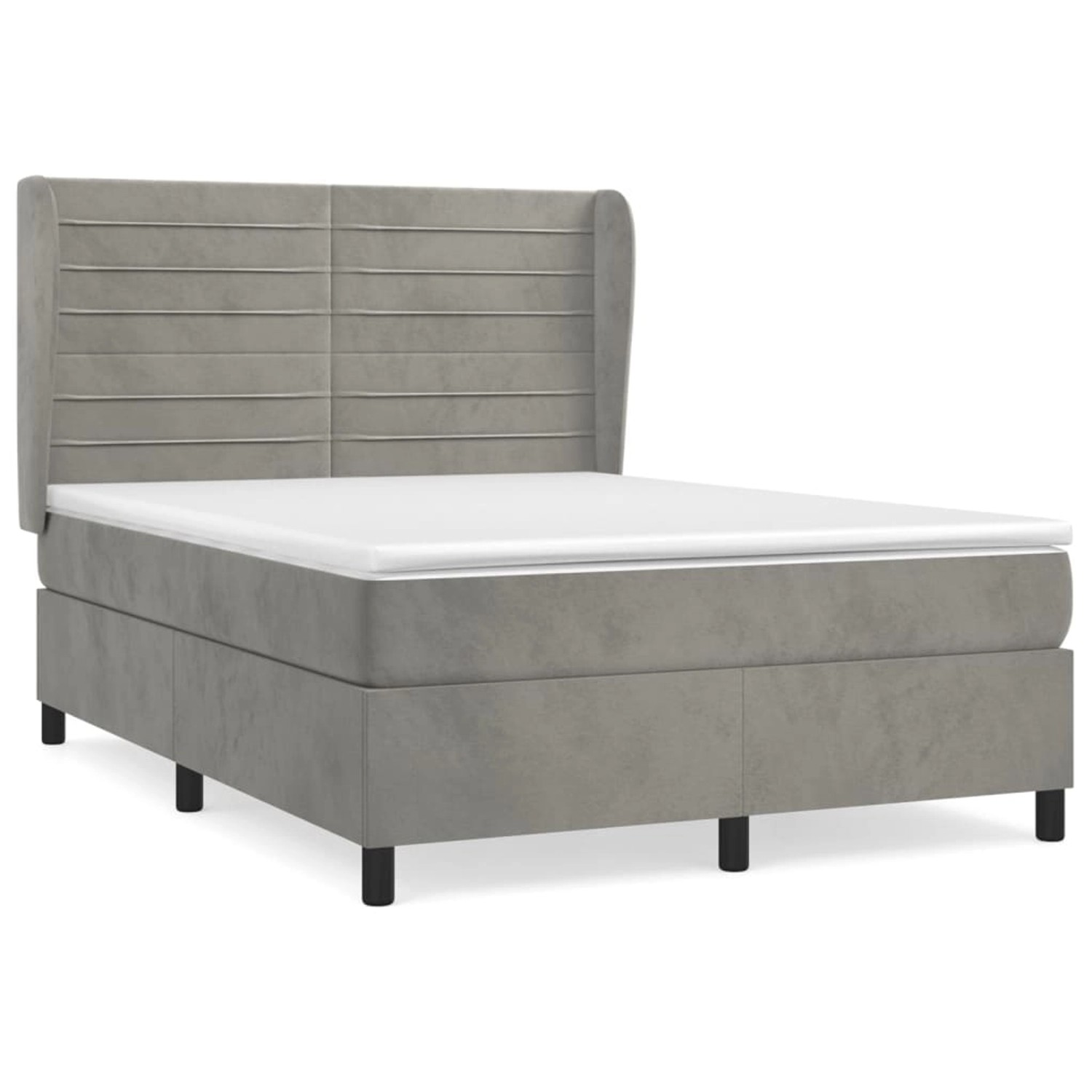 vidaXL Boxspringbett Boxspringbett mit Matratze Hellgrau 140x200 cm Samt Be günstig online kaufen