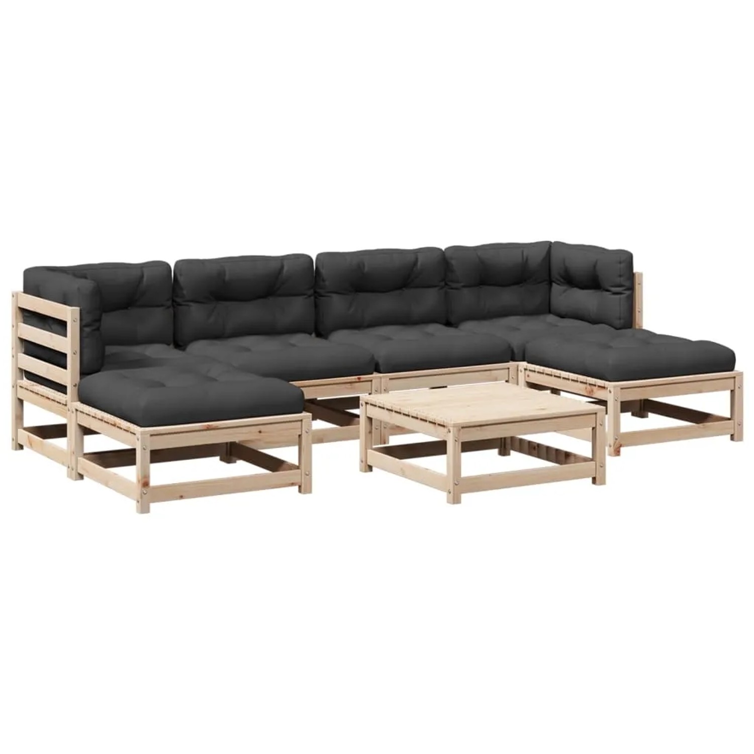 vidaXL 7-Tlg Garten-Sofagarnitur mit Kissen Massivholz Kiefer 3295822 günstig online kaufen