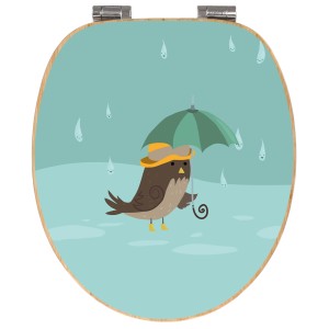 Banjado WC-Sitz aus Bambus mit Vogelmotiv Rainbird und Absenkautomatik.