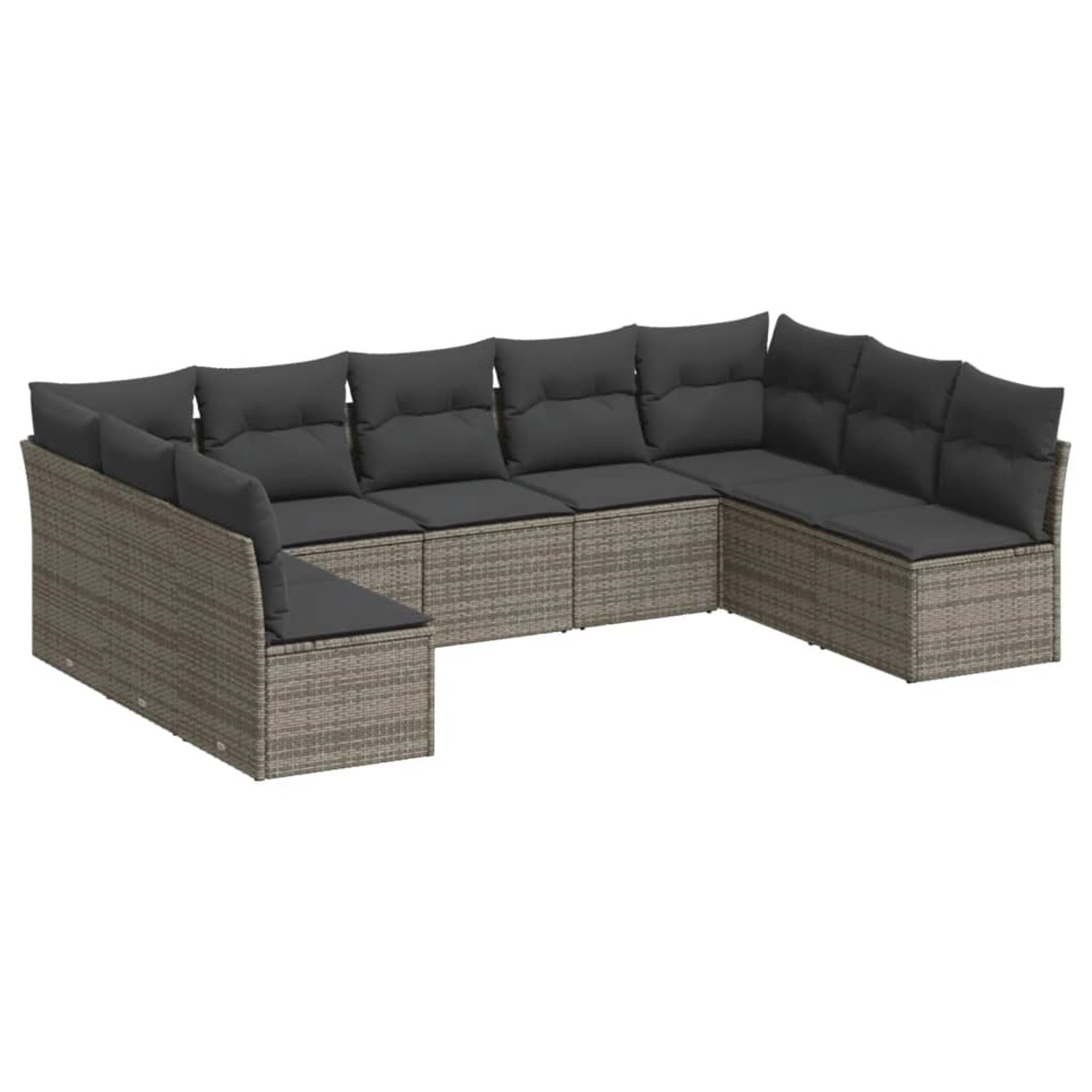 vidaXL 9-tlg Garten-Sofagarnitur mit Kissen Grau Poly Rattan Modell 7