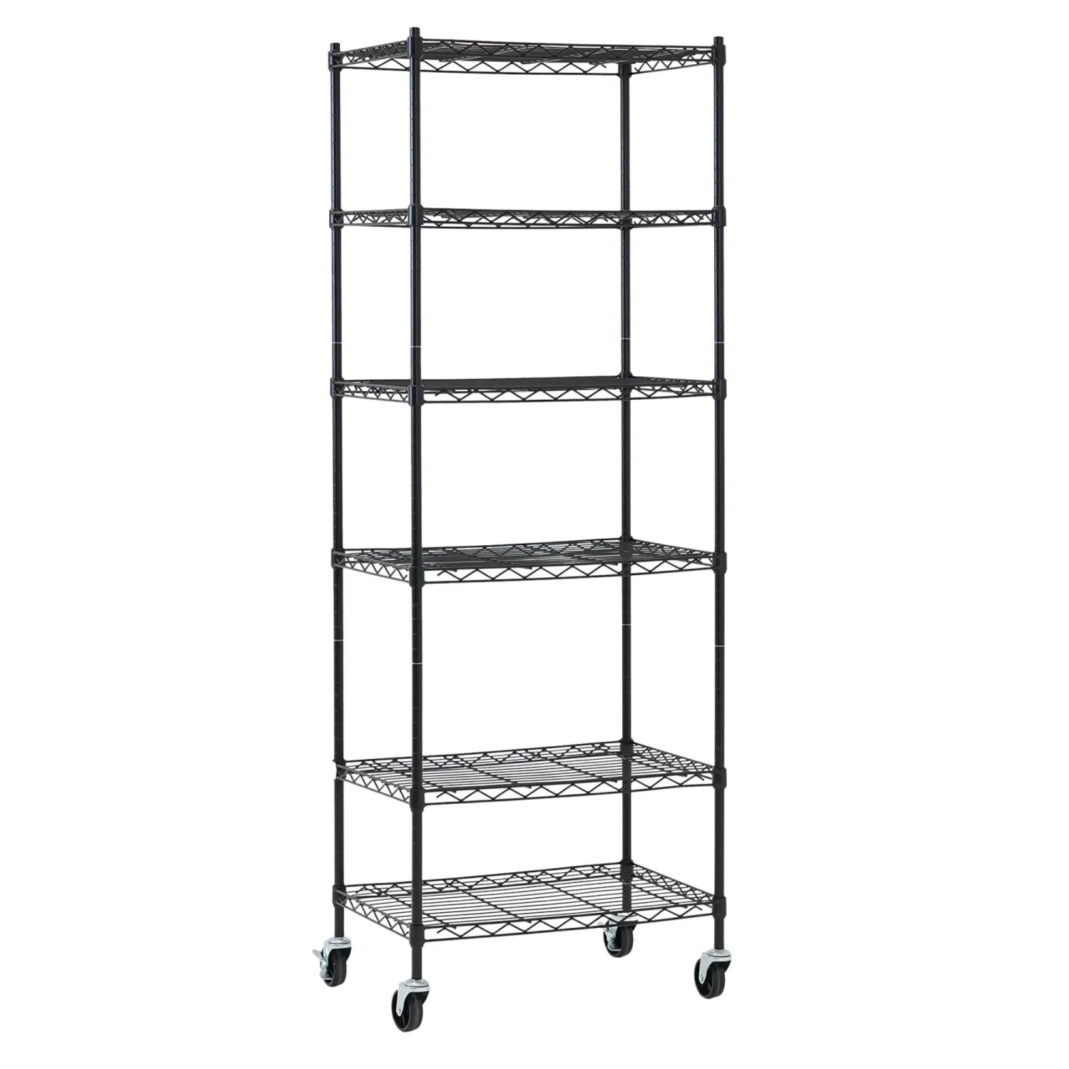 PROREGAL Gitterregal HADES Mit Rollen & 6 Gitterböden Metall 160x60x40cm Fachlast 75kg Metallregal Schwarz  Schmal Küchenregal Aufbewahrungsregal