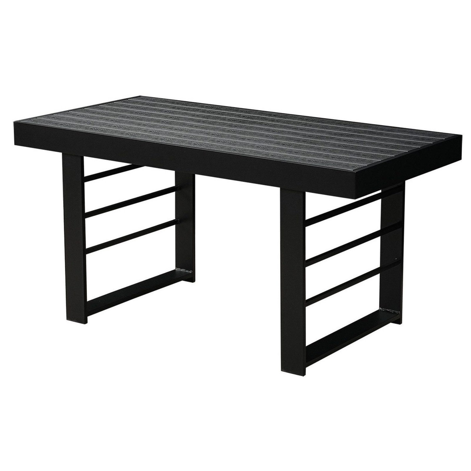 MeXo Gartentisch Aluminium WPC Tischplatte Esstisch Outdoor Schwarz