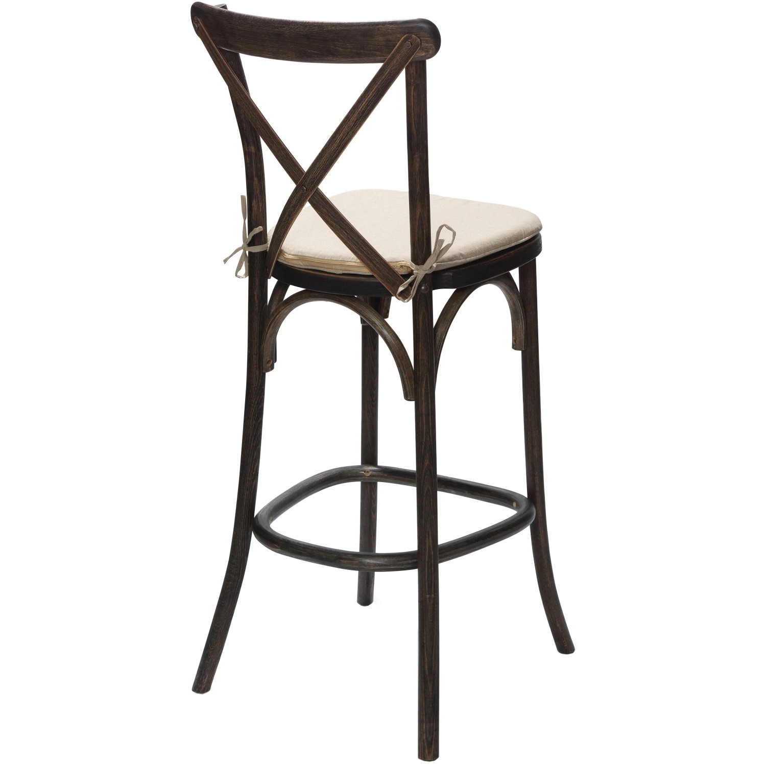 VEBA Crossback Stuhl mit ecru Sitzkissen, bequeme Polsterung und Bindebänder.