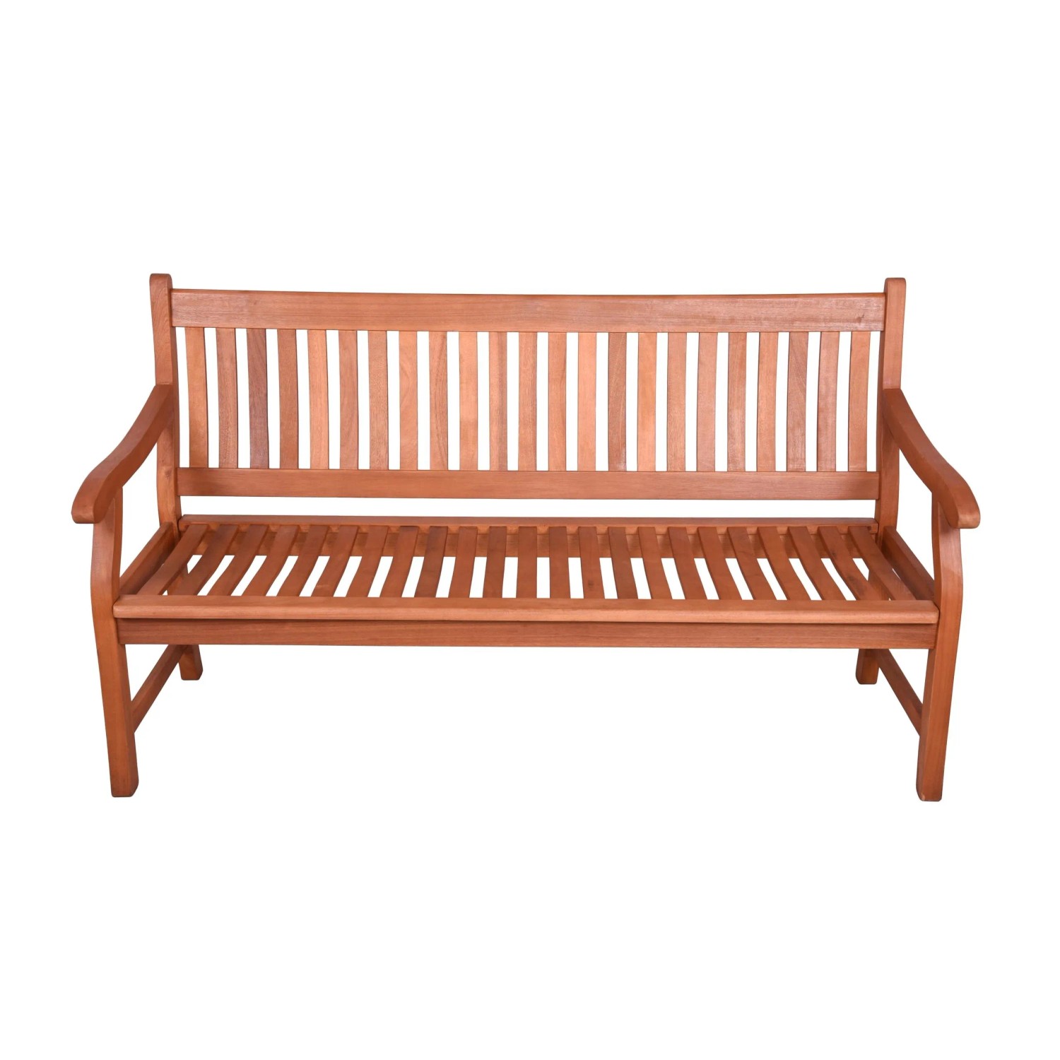 DELUKE Gartenbank MALMO 3-Sitzer 158cm Breit Eukalyptus Natur Terrassenbank Wetterfest Sitzbank Outdoor Bank