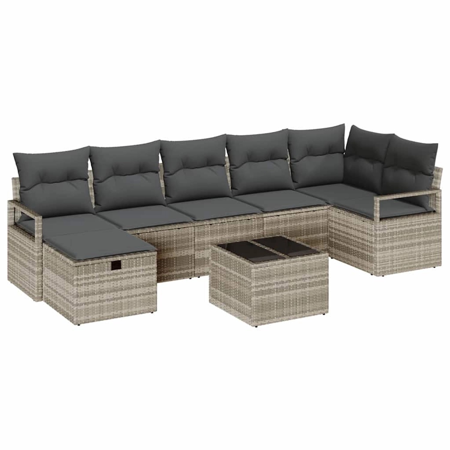 vidaXL 8-Tlg Garten-Sofagarnitur mit Kissen Hellgrau Poly Rattan 3360543 günstig online kaufen