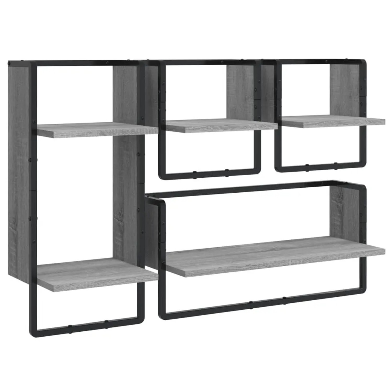 vidaXL 4-Tlg Wandregal-Set mit Stangen Grau Sonoma Holzwerkstoff 836311