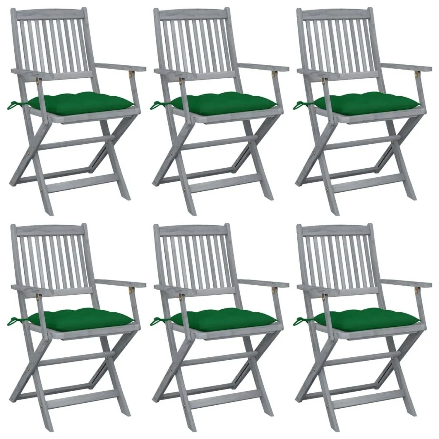 vidaXL Klappbare Gartenstühle 6 Stk mit Kissen Massivholz Akazie 3065427