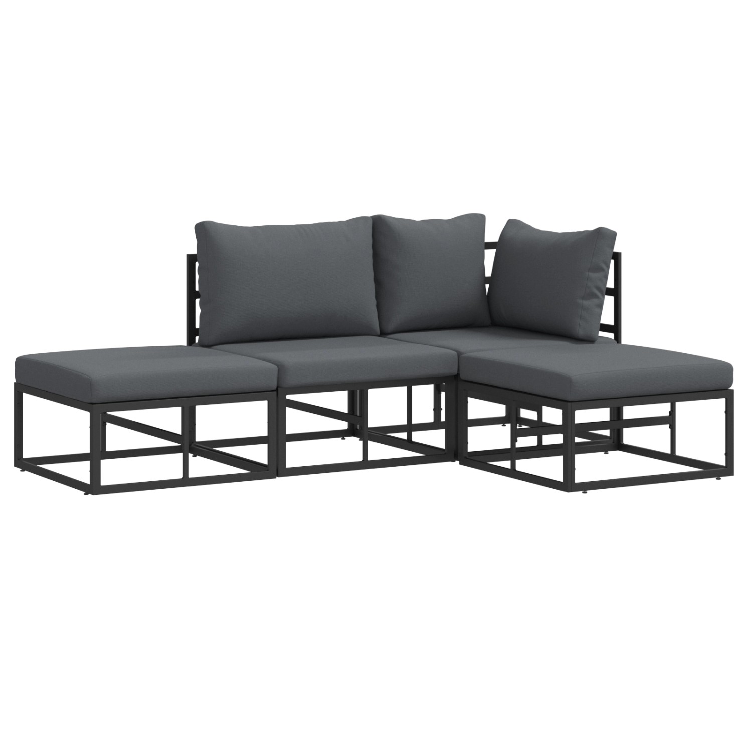 vidaXL Garten-Sofa-Set 4-Tlg Schwarz 2115 x 1415 x 71 cm Aluminium 3378854 günstig online kaufen