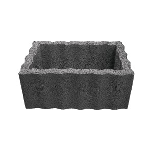 Anthrazitfarbener Rasterstein Groß (60x40x25 cm) aus Beton mit gewellter Struktur. Pflanzstein für Gartenmauern.