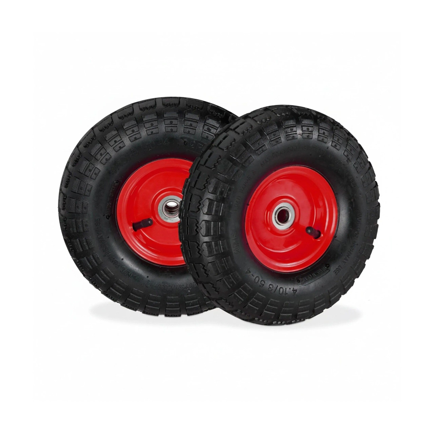 Relaxdays Sackkarrenräder Gummi Stahl Schwarz Rot Luftbereift Kugelgelagert 2er Set ø 26 cm x 8.5 cm 1.3 kg