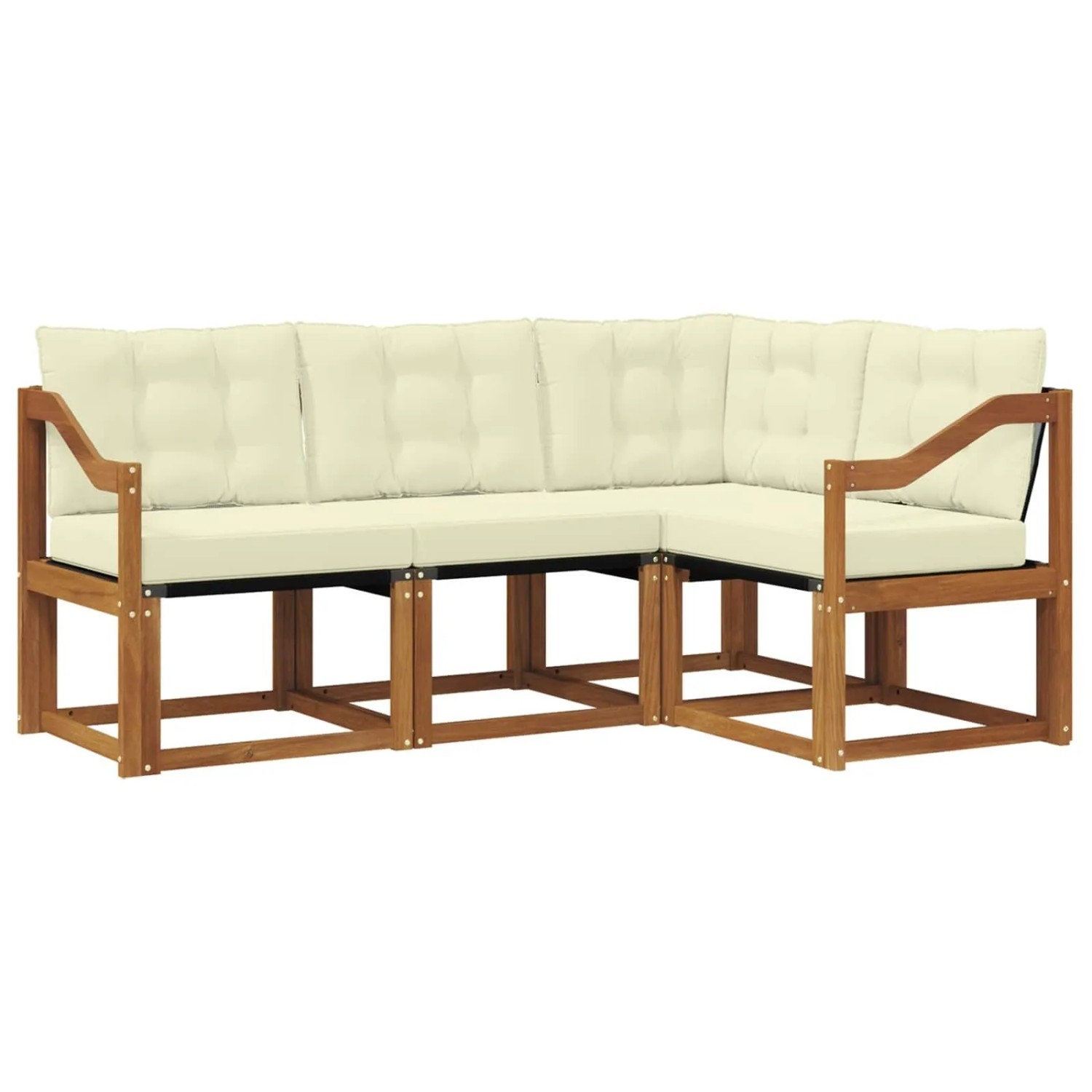 vidaXL Outdoor-Sofagarnitur mit Kissen 4-Tlg Natur und Creme 3368625