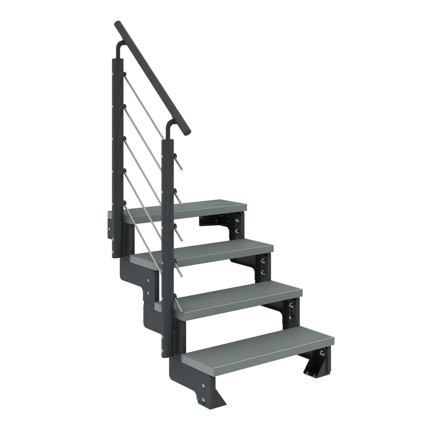Dolle Außentreppe Gardentop Anthrazit 4 Stufen 80 cm Grau inkl. Geländer günstig online kaufen