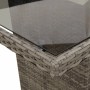 Detailansicht Gartentisch der vidaXL 9-tlg. Garten-Essgruppe aus grauem Poly Rattan mit Glasplatte.