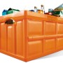 Orange OBI Klappbox (46 l) gefüllt mit Lebensmitteln. Praktische Aufbewahrungsbox, faltbar und stabil.