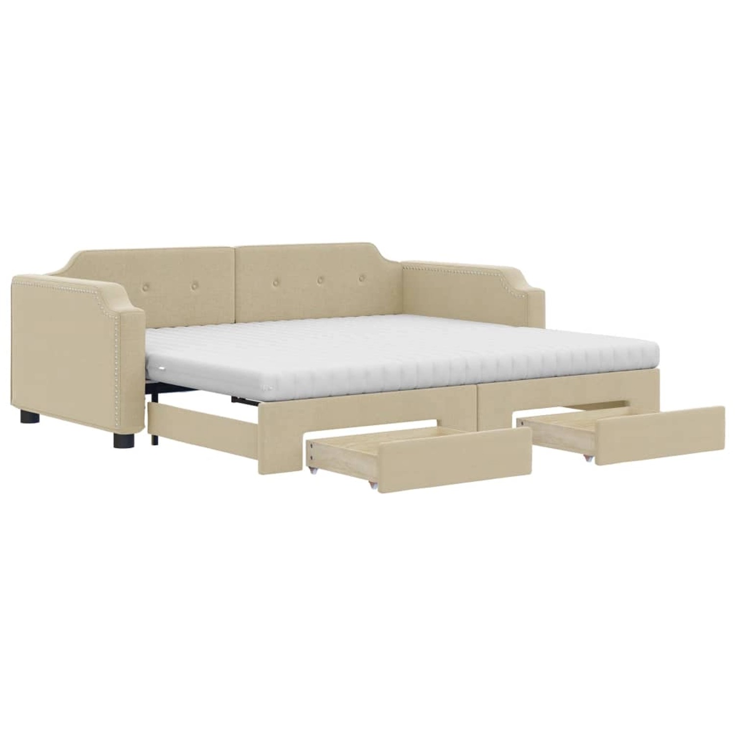 vidaXL Tagesbett Ausziehbar mit Schubladen Creme 100x200 cm Stoff 3197697 günstig online kaufen