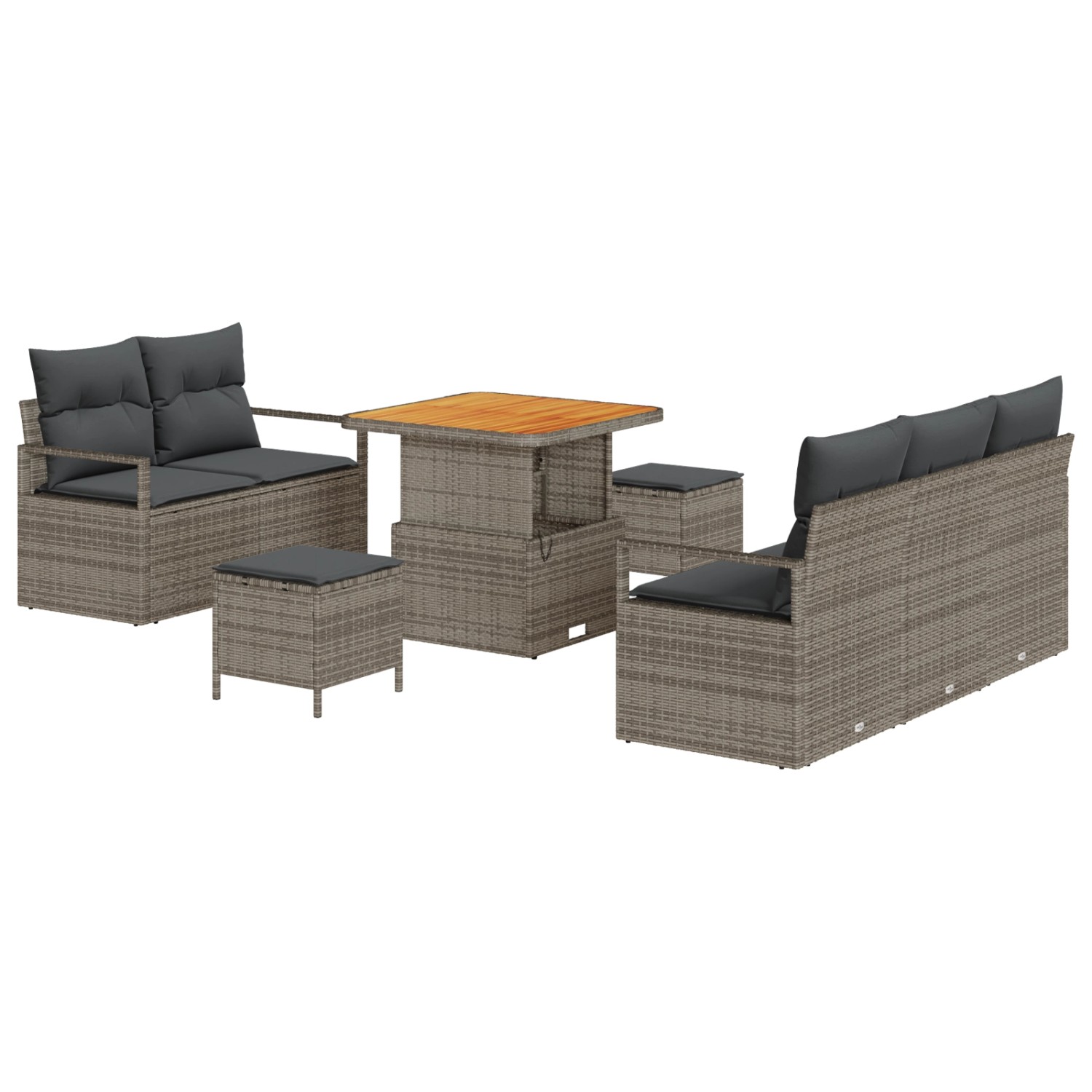 vidaXL Garten-Sofa-Set mit Kissen 8-Tlg Grau Poly Rattan 3362468 günstig online kaufen