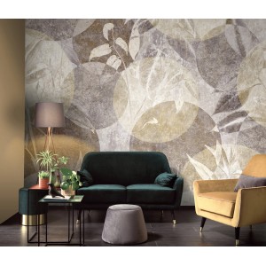 Erismann Fototapete Guido Maria Kretschmer Tender Circles Beige, florales Muster mit Kreisen, 3,0x2,7m.