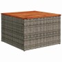 Grauer vidaXL Gartenmöbel-Tisch mit Holzplatte und Poly Rattan Geflecht.