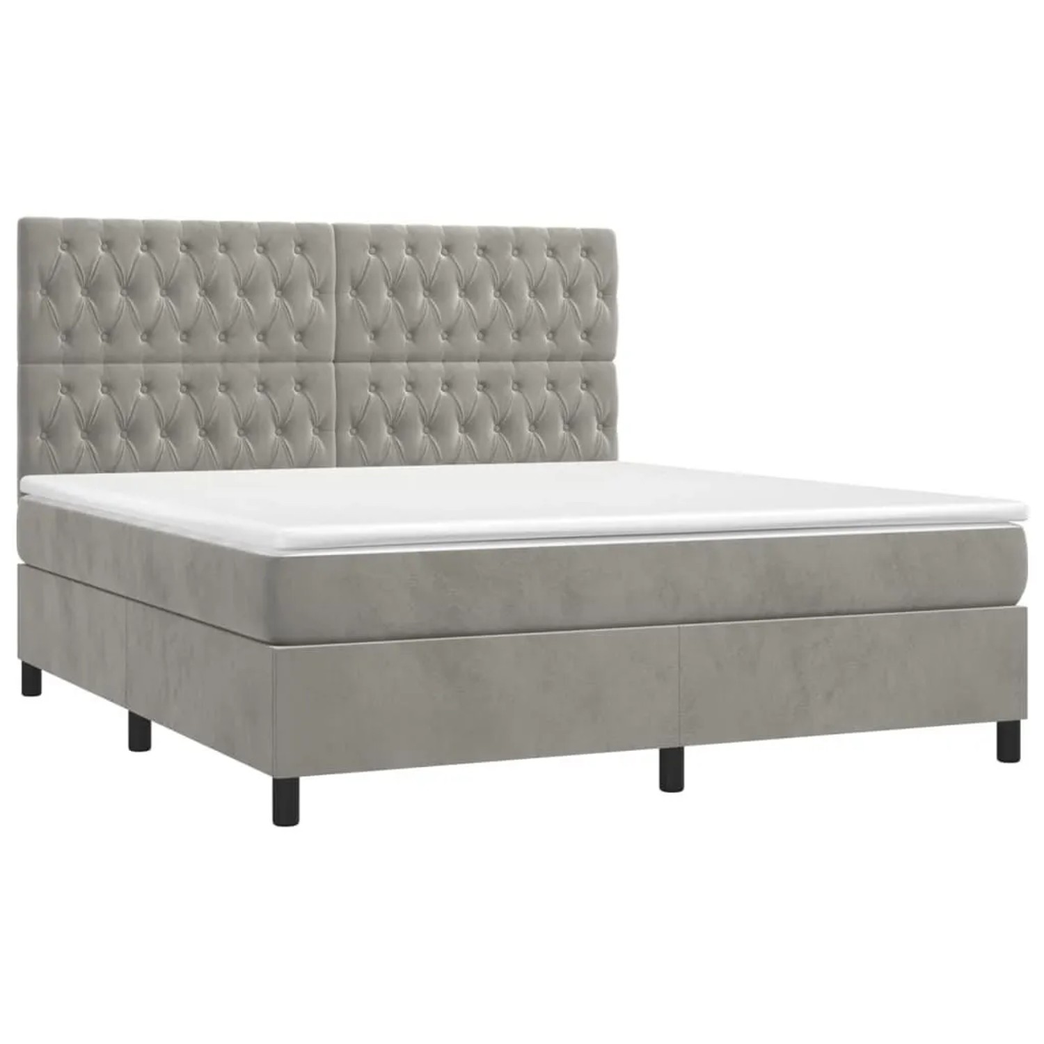 vidaXL Boxspringbett mit Matratze Hellgrau 180x200 cm Samt 3143217