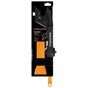 Fiskars Baumschere OneClick, orange-schwarz, für Kombisysteme. Amboss-Design für präzise Schnitte.