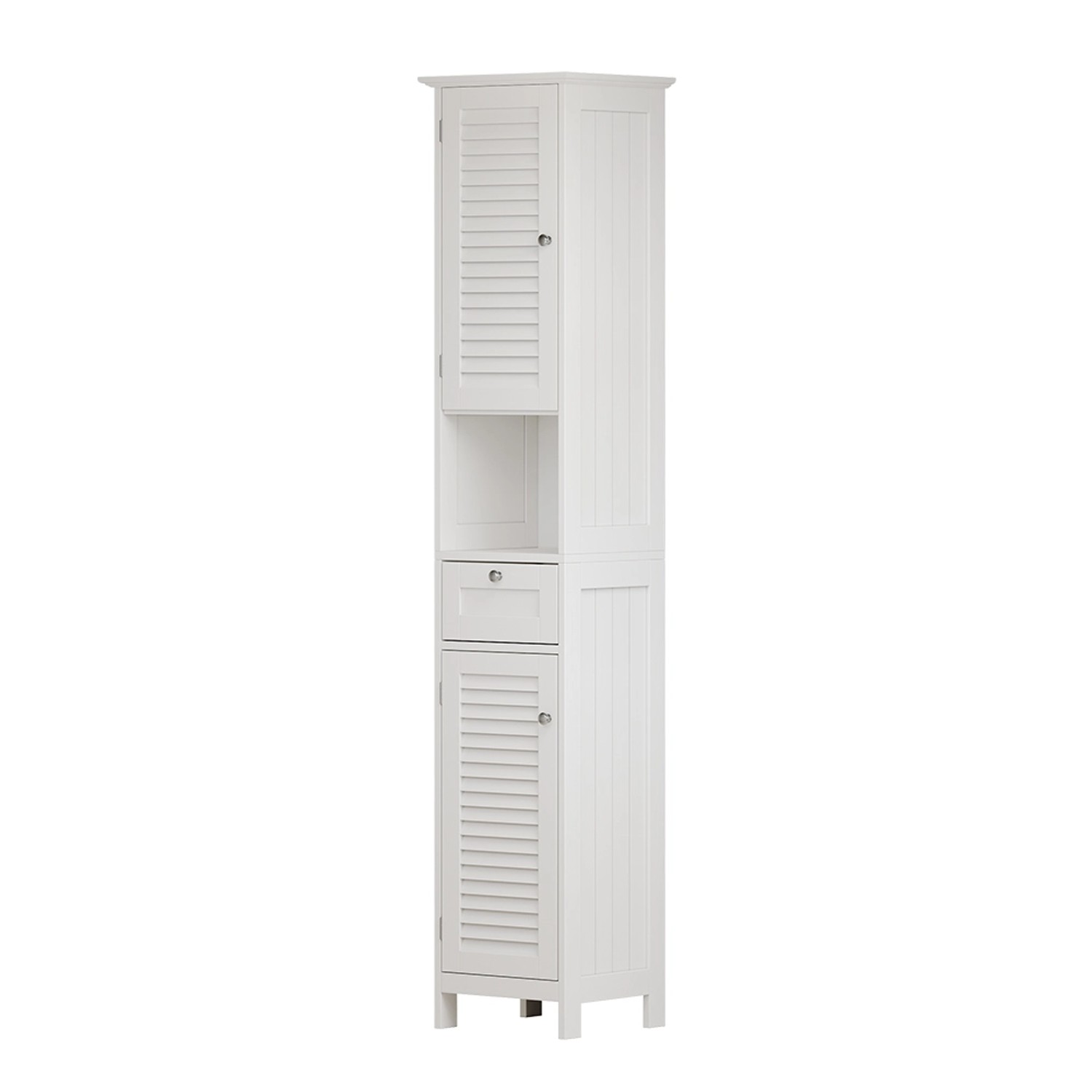 Vicco Badschrank Riad Weiß 32 x 170 cm mit Türen Schublade und offenem Fach günstig online kaufen