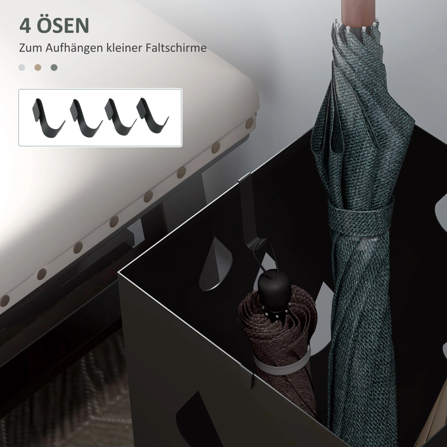 Alyoen Regenschirmständer Aus Metall - Mit Verstellbaren Füßen & Tropfschale, 47,5cm