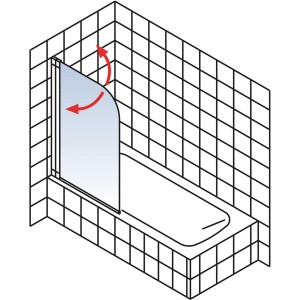 Schulte Badewannenaufsatz aus Echtglas, 130x70 cm, Alu Natur, schwenkbar.