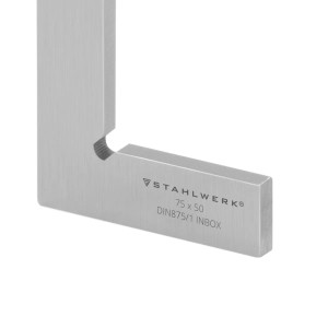 STAHLWERK Flachwinkel 75x50 mm, 90° Winkel aus Edelstahl, DIN 875/1 für präzise Messungen.