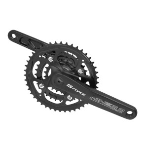 Schwarze Force Alu MTB Kurbelgarnitur für 9-fach Kassette, 44/32/22 Zähne.