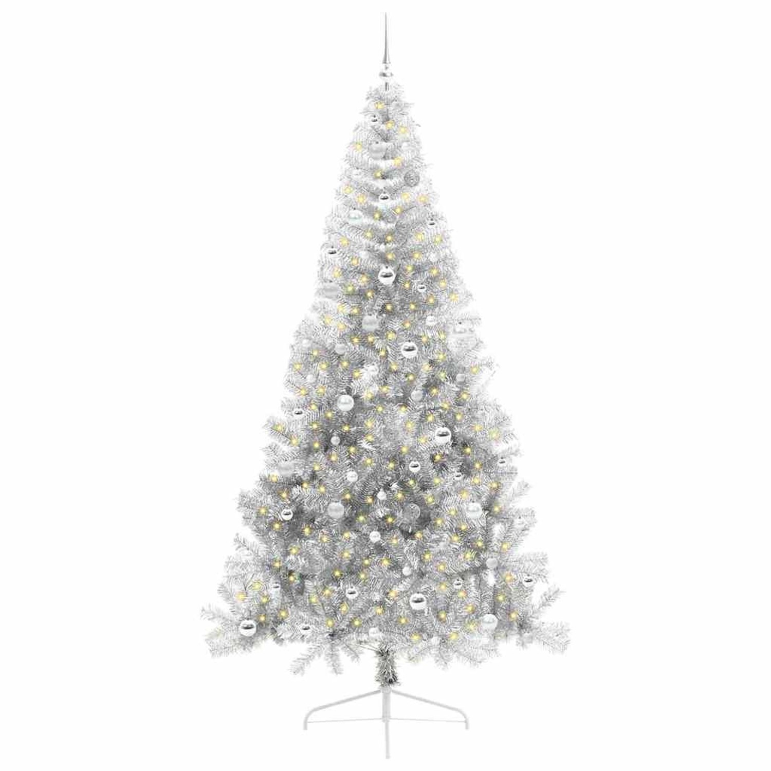 vidaXL Künstlicher Vorbeleuchteter Weihnachtsbaum Silber 240 cm 3397237