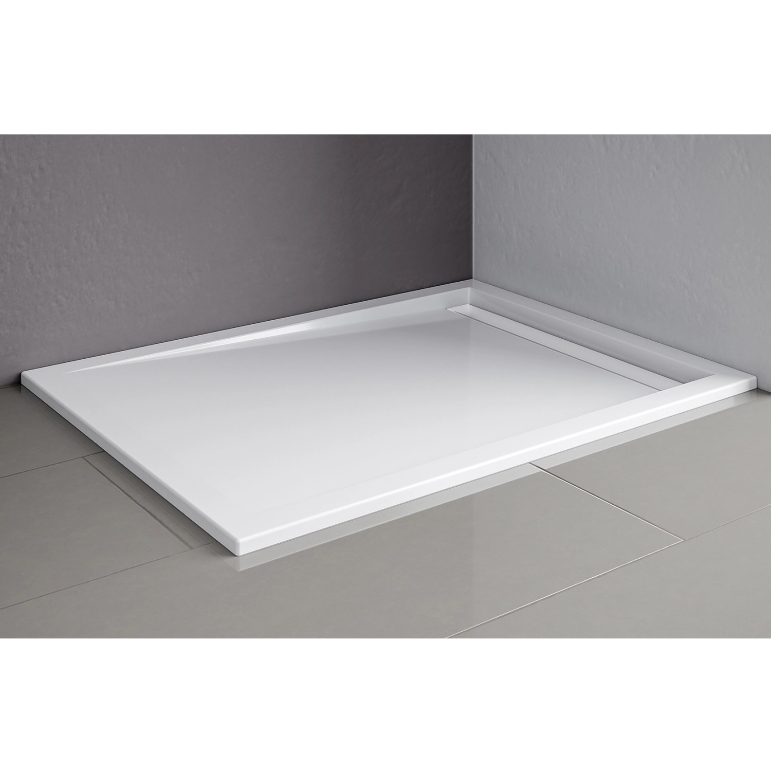 Weiße, rechteckige Duschwanne der Schulte ExpressPlus Duschkabine MasterClass (200x120cm).