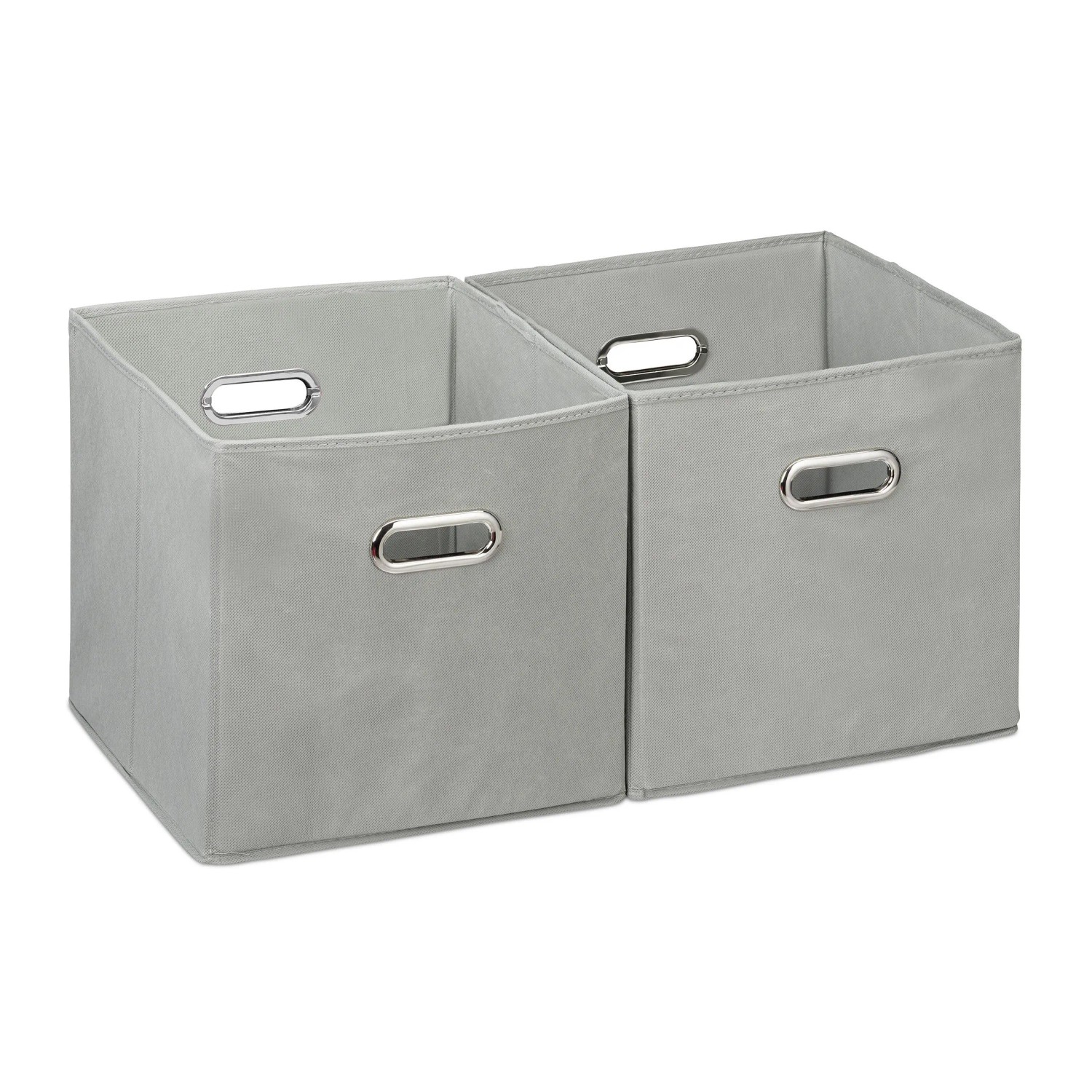 Relaxdays Aufbewahrungsbox Stoff Grau Faltbar 2er Set 30 cm x 30 cm x 30 cm
