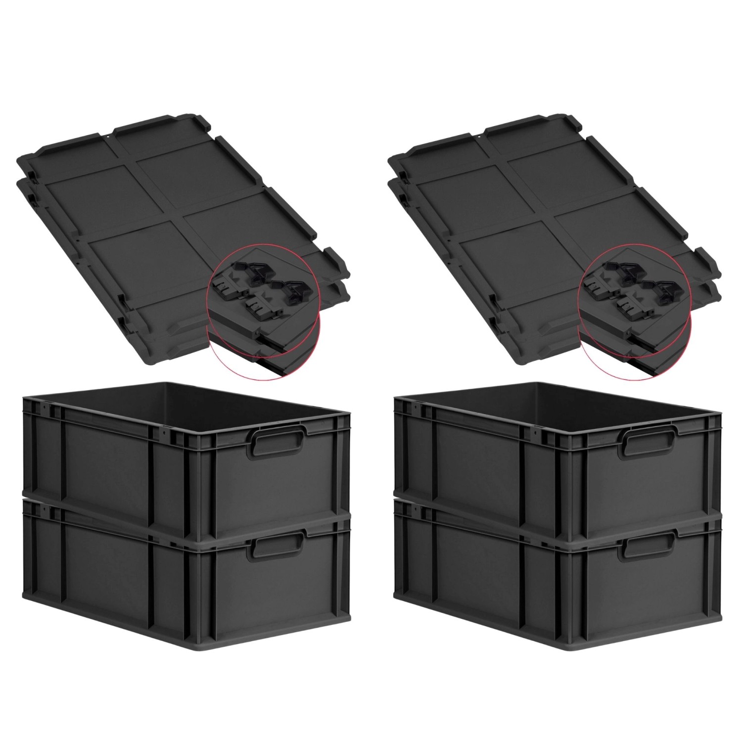PROREGAL SuperSparSet 4x Eurobox Nextgen Grip Mit Scharnierdeckel Und Schwa günstig online kaufen