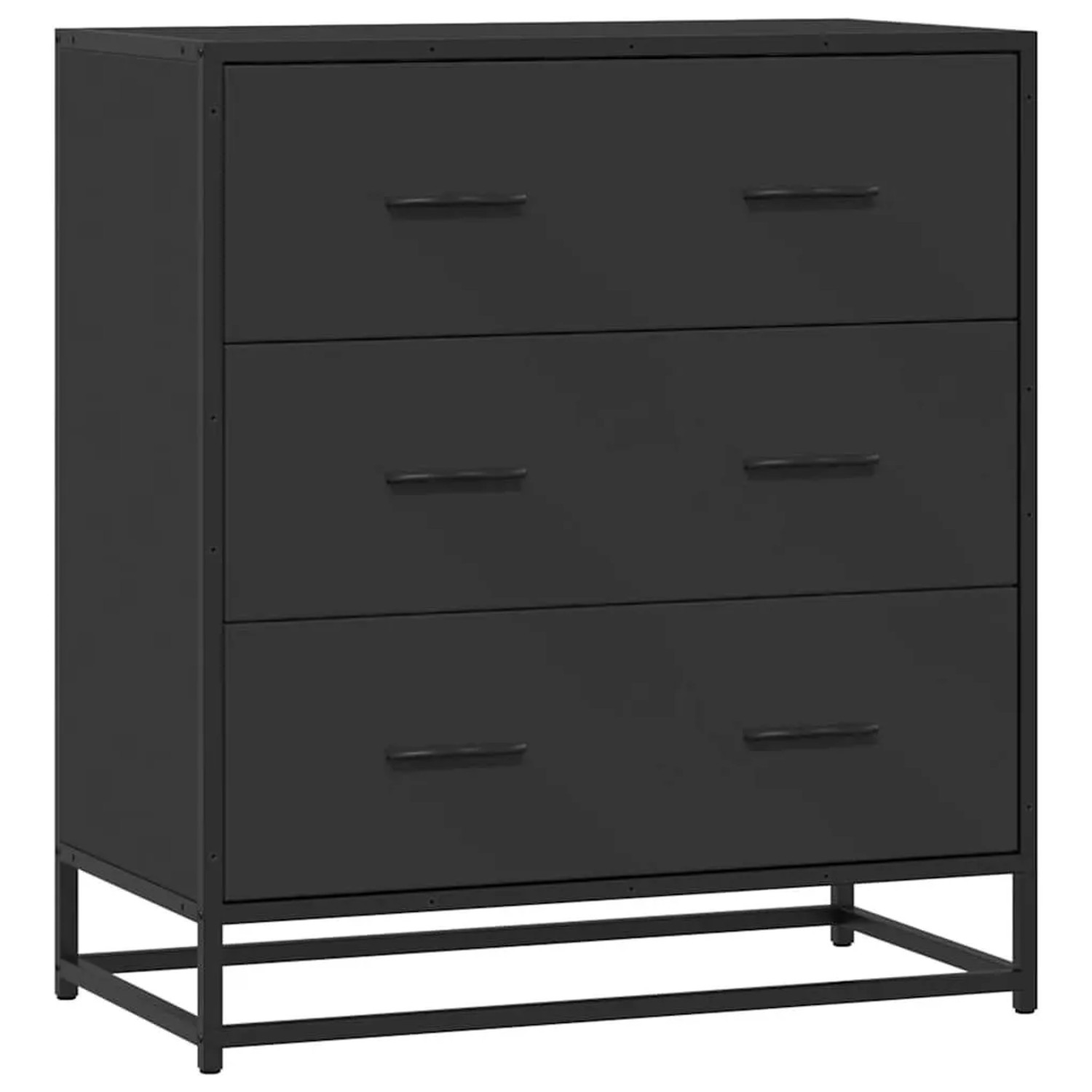 DELUKE Sideboard SOPI Für Wohnzimmer Schwarz 68x35x76cm Und Metall Kommode Flur Anrichte Mit Schubalden