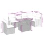 Graue 7-tlg. vidaXL Garten-Sofagarnitur aus Polyrattan mit Kissen, Maße siehe Abbildung.