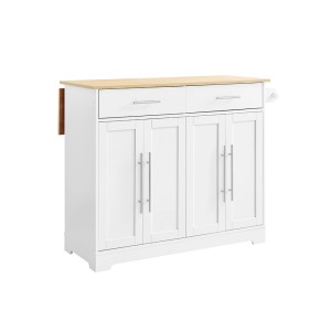 SoBuy Kücheninsel Servierwagen Küchenwagen mit Ausziehbarer Arbeitsplatte 113x91x69cm FKW129-WN