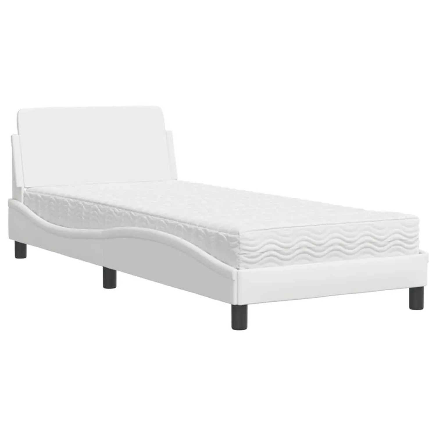 vidaXL Bett mit Matratze Weiß 90x200 cm Kunstleder 3208338
