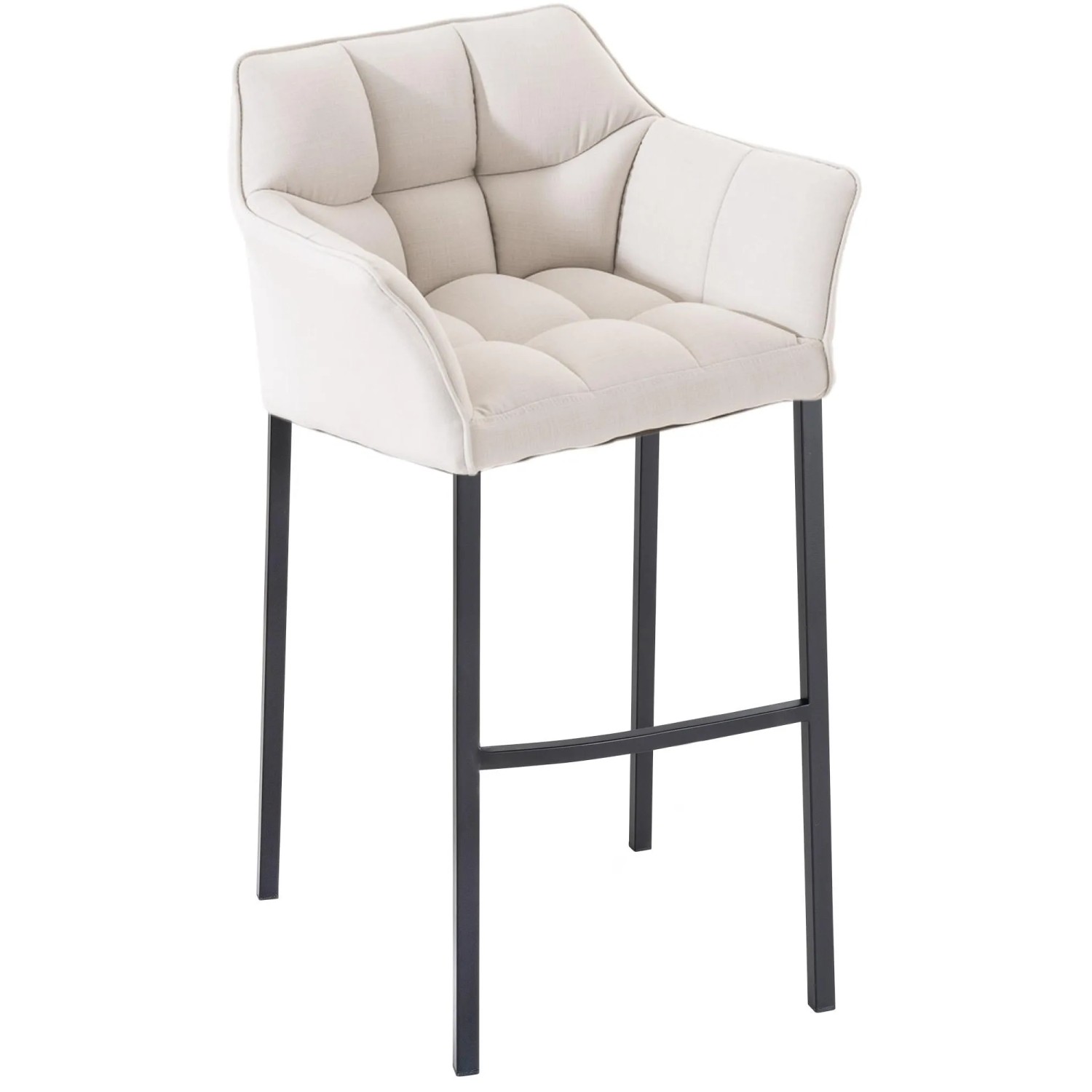 DELUKE Barhocker GIBEL Stoff Weiß 64x48x110cm Schwarz Barstuhl Mit Lehne Tresenhocker Tresenstuhl