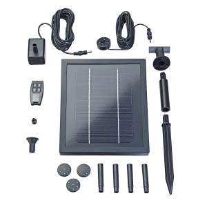 Pontec Solarwasserspielpumpe PondoSolar 250 Control Set mit Solarpanel, Pumpe, Düsen, LED und Fernbedienung.
