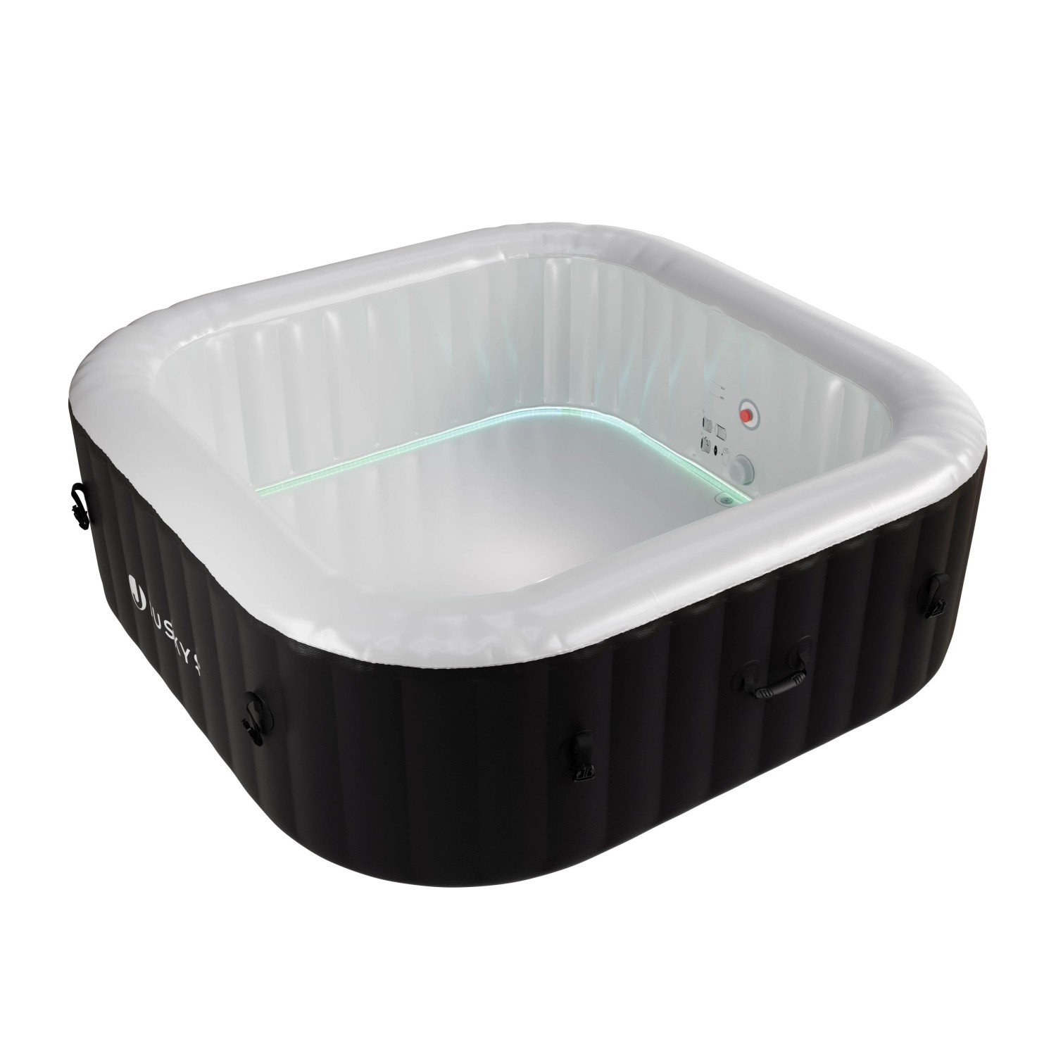 Juskys Aufblasbarer Whirlpool SpaLuxe mit LED-Beleuchtung Schwarz-Weiß